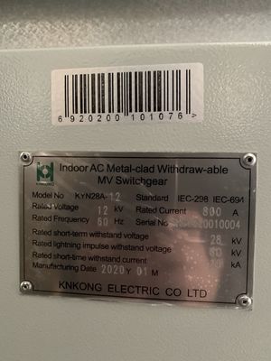 KYN28A-12 แผงสวิตช์ Lv สวิตช์แบบถอนได้ 6KV